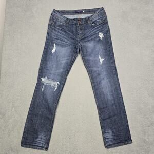 Vigoss Boyfriend Jeans Womens 11 Bootcut Blue Denim Distressed Bling